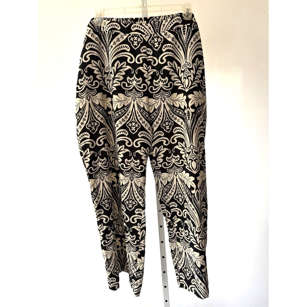 Soft Surroundings Wide Leg Pants Plus 3X Black Tan Paisley Pull On Comfort - Picture 3 of 11